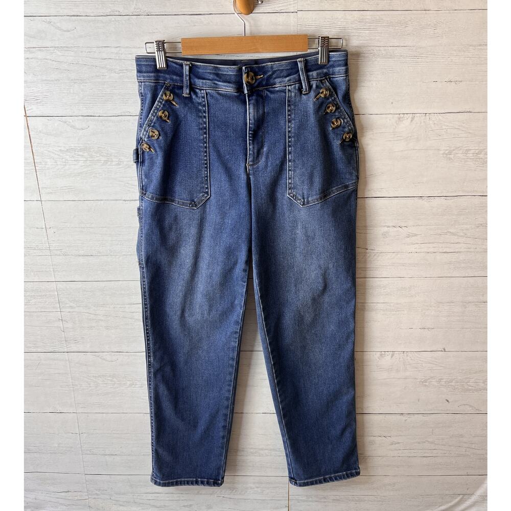 Democracy Jeans Womens Size 8 Ab Solution Cargo Patch Pockets Cotton Blend Denim - Picture 3 of 15